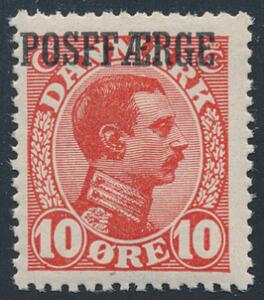 1919. Chr.X. 10 øre, rød. Variant POSFFÆRGE. Postfrisk. AFA 3500