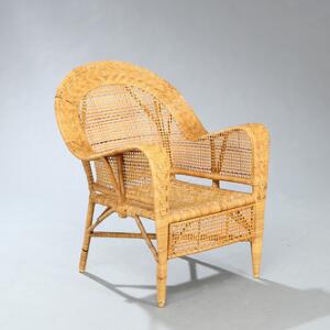Kay Fisker Lænestol af bambus beviklet med spanskrørsflet. Udført hos R. Wengler.