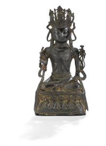 Kinesisk dhyanasana Guanyin af bronze. Ming 1368-1644 eller senere. H. 25,5 cm.