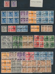 Postfærge. Planche bedre mærker og 4-blokke, bl.a. 2 stk. ubrugte POSFFÆRGE varianter m.m.