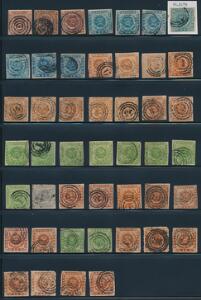 1851-1863. Planche skillingsmærker incl. mange bedre i antal.