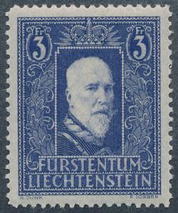 Liechtenstein. 1933. Franz I. 3 Fr. blå. Postfrisk. Michel EURO 240