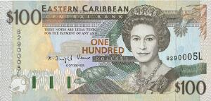 East Carribbean States, St. Lucia, 100 dollars 1994, Pick 35 L