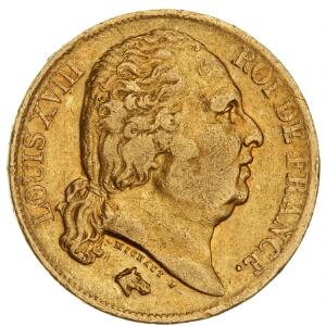 Frankrig, Louis XVIII, 1814-1824, 20 Francs 1820 Q, F 540