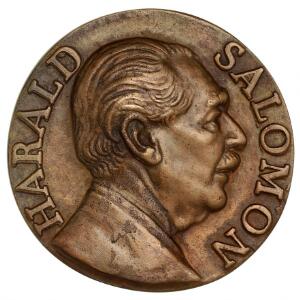 Medaille selvportræt af Harald Salomon i anledning af hans 70 års fødselsdag 1970, bronze, 96 mm, 434 g, ER 152