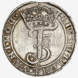 Frederik III, 4 mark  krone 1668, H 113B, Aagaard 113.5, hugpibemærke