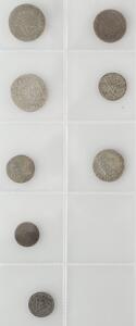 Frederik IV, samling af mønter, bl.a. 12 skilling 1718, H 43B, 8 skilling 1702, H 42, 2 skilling 1716, H 44A med flere, i alt 8 stk. i varierende kvalitet