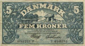 5 kr 1924 F, V. Lange  Christiansen, Sieg 100, DOP 113, Pick 20
