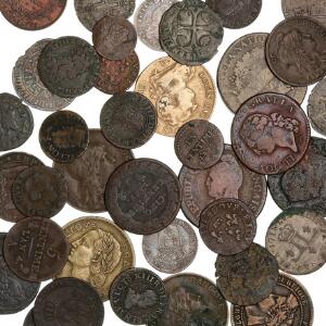 Frankrig, interessant samling sølv- billon- og kobbermønter, 37 stk, 13.-20. århundrede