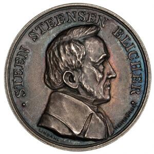 Blicher, Steen Steensen, 1928, medaille Ag, 32 mm, Lindahl, Jydsk Forening i København