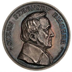 Blicher, Steen Steensen, 1928, medaille Ag, 32 mm, Lindahl, Jydsk Forening i København