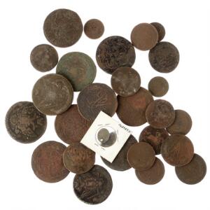 Rusland, lille samling bestående af en del 5 Kopeck mønter samt diverse andre mønter i lavere værdi, i alt 28 stk.