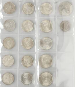 Erindringsmønter, 1888-1986 komplet sæt bestående af 17 stk. i varierende kvalitet