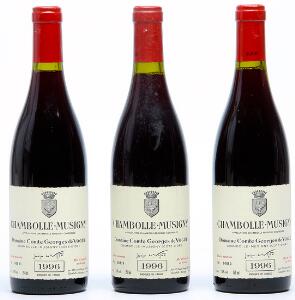 3 bts. Chambolle Musigny, Domaine Comtes Georges de Vogüe 1996 A hfin.