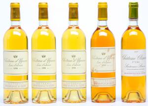 1 bt. Château dYquem, Sauternes. 1. Grand Cru Classé 1993 A hfin.  etc. Total 5 bts.