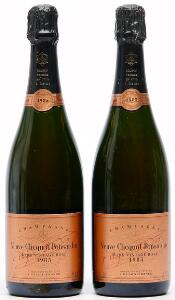 2 bts. Champagne Rosé, Veuve Clicquot 1985 A hfin.
