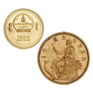 10 kr 1900, H 9B, F 296, kv. 1, små ks. Verdens mindste guldmønter 1 stk, 125 oz. 2