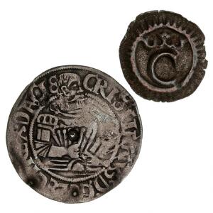Christian III, 4 skilling 1535, G 99, perforeret, Flensborg, blaffert lybsk, H 23, 2 stk.