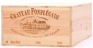 12 bts. Château Fonplégade, Saint-Émilion Grand Cru Classé 2001 A hfin. Owc.