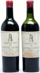 1 bt. Château Latour, Pauillac. 1. Cru Classé 1934 Chateau bottled. Below D ls.  etc. Total 2 bts.