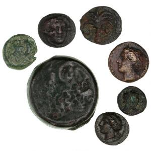 Antikkens Grækenland, 7 kobbermønter fra bl.a. Syrakus og Karthago