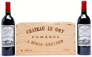 6 bts. Château Le Gay, Pomerol 2000 A hfin. Owc.