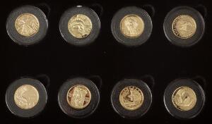 USA, Official Gold Dollars of the United States of America, æske fra Mønthuset med 8 forskellige 5 Dollars 1987-1993.