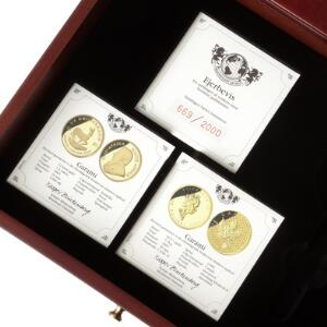 Magnificent seven møntsæt med 7 gmønter fra forskellige lande, i træskrin fra mønthuset