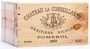 6 bts. Château La Conseillante, Pomerol 2010 A hfin. Owc.