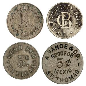 Dansk Vestindien, privatmønter, 5 Cents G. Beratta, G. Pierano et Co., A. Vance  Co 1 Cent Devalle  Co, Sieg 2, 41, 62, 11. 4