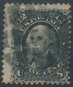 USA. 1861. Washington. 12 c. sort. MED GRILL. Michel EURO 220