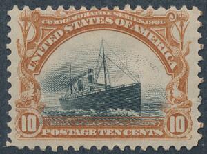 USA. 1901. Skib. 10 c. sortbrun. Pænt ubrugt mærke. Michel EURO 170