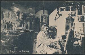 Skagen. Krøyer i sit Atelier. 1907