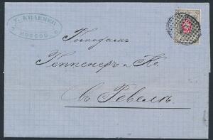 Rusland. 1876. 8 K. grårød. Smukt brev.
