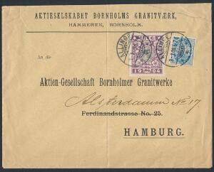 1904 på brev fra Allinge 3.1.05 til Hamburg. Ankomststempel 5.1.05. Sjældent