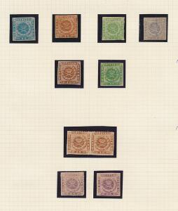 1854-1863. Planche ubrugte skillingsmærker kvadrater i pæn kvalitet incl. to stk. AFA 10 ene er utakket.