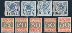 Porto. 1902-1905. Portomærker, komplet postfrisk incl. begge takninger af 50 bit. AFA 2110