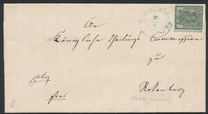 Hannover. 1851. 1 Gr. sortgrønlig. Single på brev