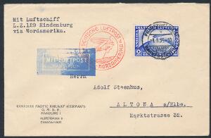Tyskland. 1928. Xeppelin, 2 RM. blå. Single på brev
