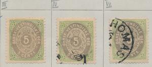 1876. 5 cents. Ovalfejl streg mellem T og I. 3 eksemplarer