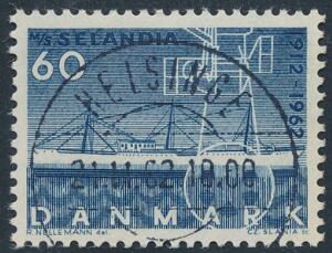 1962. Selandia. 60 øre, blå. Fluorecerende papir. LUXUS-stemplet HELSINGE 21.11.62. Et sjældent mærke i denne kvalitet