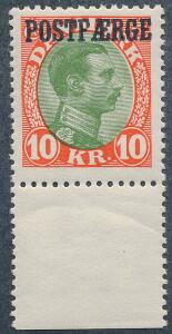 1930. Chr.X, 10 kr. rødgrøn. Pos. 96 med variant AFSKÅRET E. AFA 1000