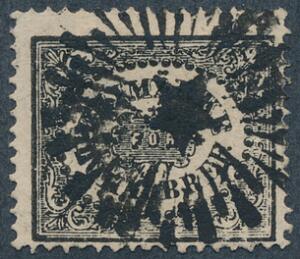 1858. Lokalmærke, 3 öre, sort. Annulleret med fint stjernestempel. Attest Nielsen