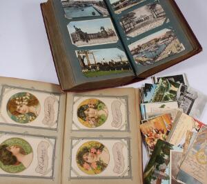 TysklandØstrigSchweiz m.v. 2 gamle album  bundt løse postkort fra Naver-korrespondance sendt til Konstanz m.m.