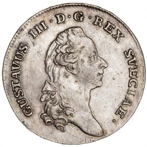 Sverige, Gustav III, 1 riksdaler 1782, SM 48, loddespor på revers