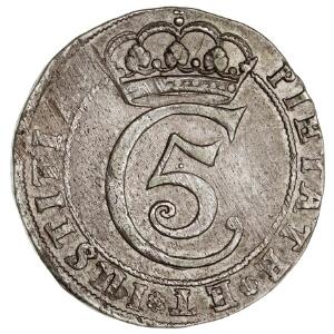 Christian V, 4 mark  krone 1681, H 67B, pænt eksemplar for denne type