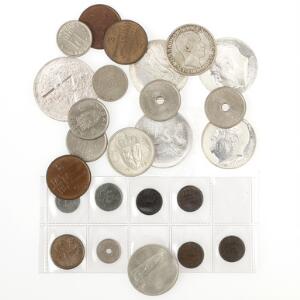 Norge, samling af diverse mønter bestående af en blanding af årgangsmønter og erindringsmønter, i alt 25 stk med enkelte bedre iblandt