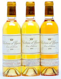 3 bts. ½. Château dYquem, Sauternes. 1. Grand Cru Classé 1999 A hfin.