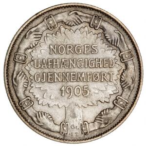 Norge, Haakon VII, 2 kr 1907 Norges Uafhængighed, NM 4