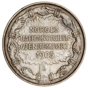 Norge, Haakon VII, 2 kr 1907 Norges Uafhængighed, NM 4